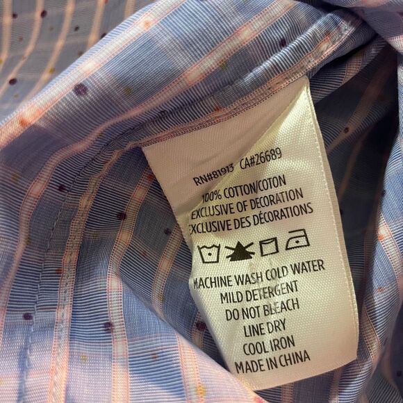 Robert Graham Modern Americana Tailored Button Up Shirt Plaid Blue Cotton Mens M - Picture 4 of 5